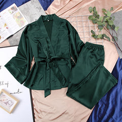 Green Satin silk Gown Trousers