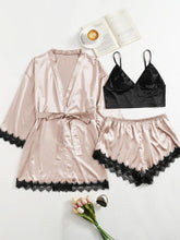 Premium Skin Satin Silk Lace Trim Gown Cami Shorts