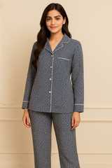 Midnight Blue Swirl Button-Down Pajama Set – Summer Linen