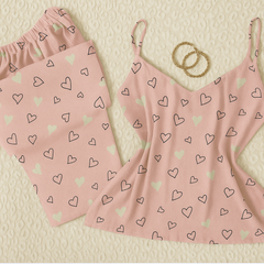 Heart cami trousers in linen