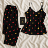 Midnight smiley cami trousers in linen