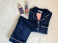 Navy Blue Velvet Pjs set