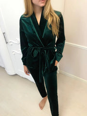 Bottle Green Velvet Gown trousers