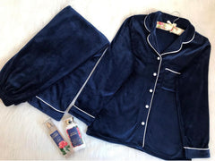 Navy Blue Velvet Pjs set