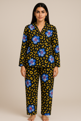 Floral Cheeta Summer linen collared shirt and shorts