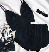 Black Frill Croptop & shorts