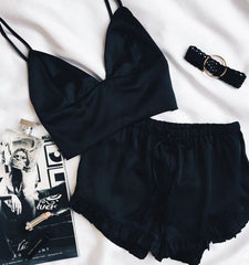 Black Frill Croptop & shorts