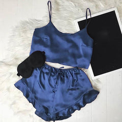 Blue Frill camisole & shorts