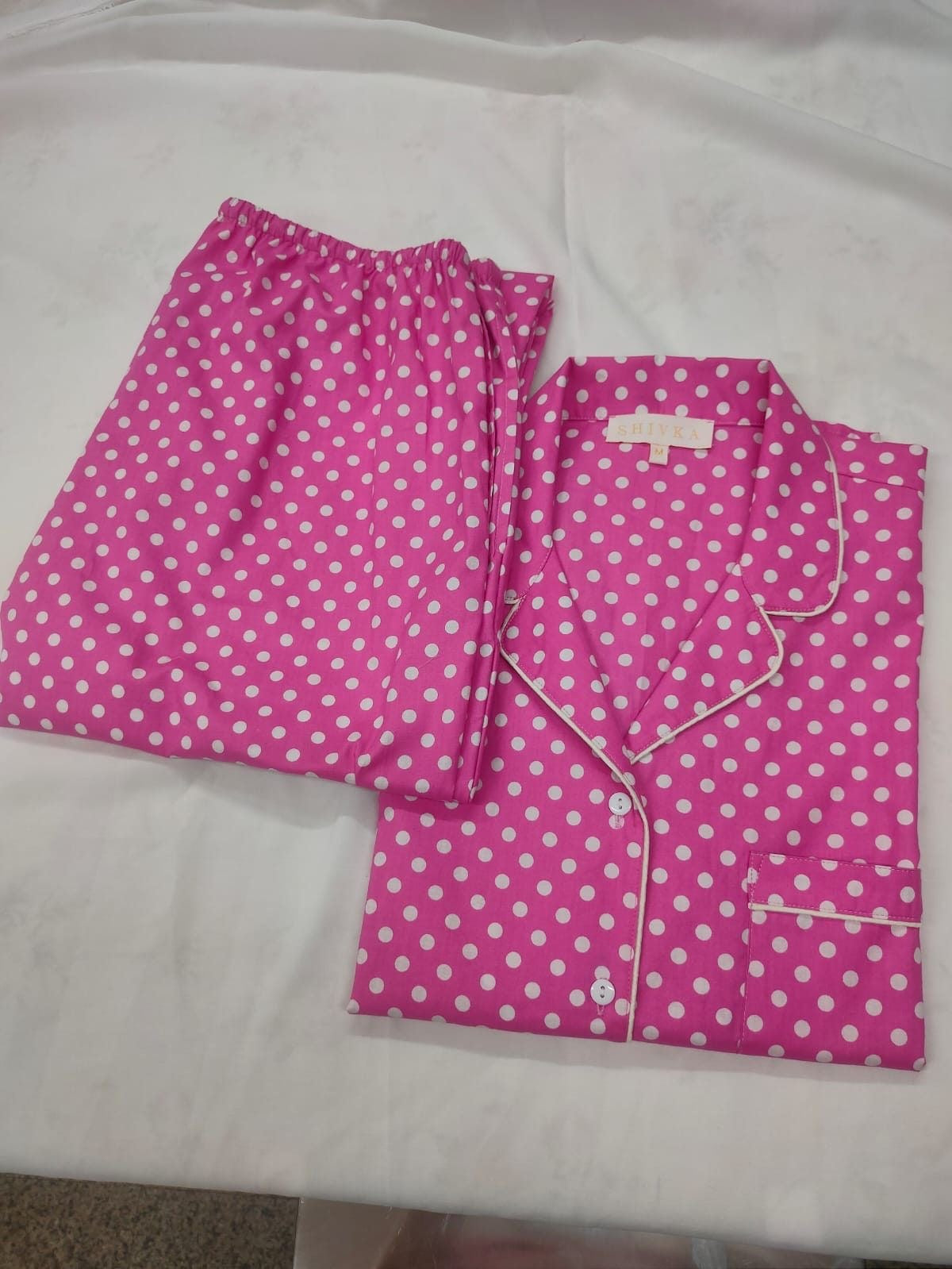 Pink polka pjs set