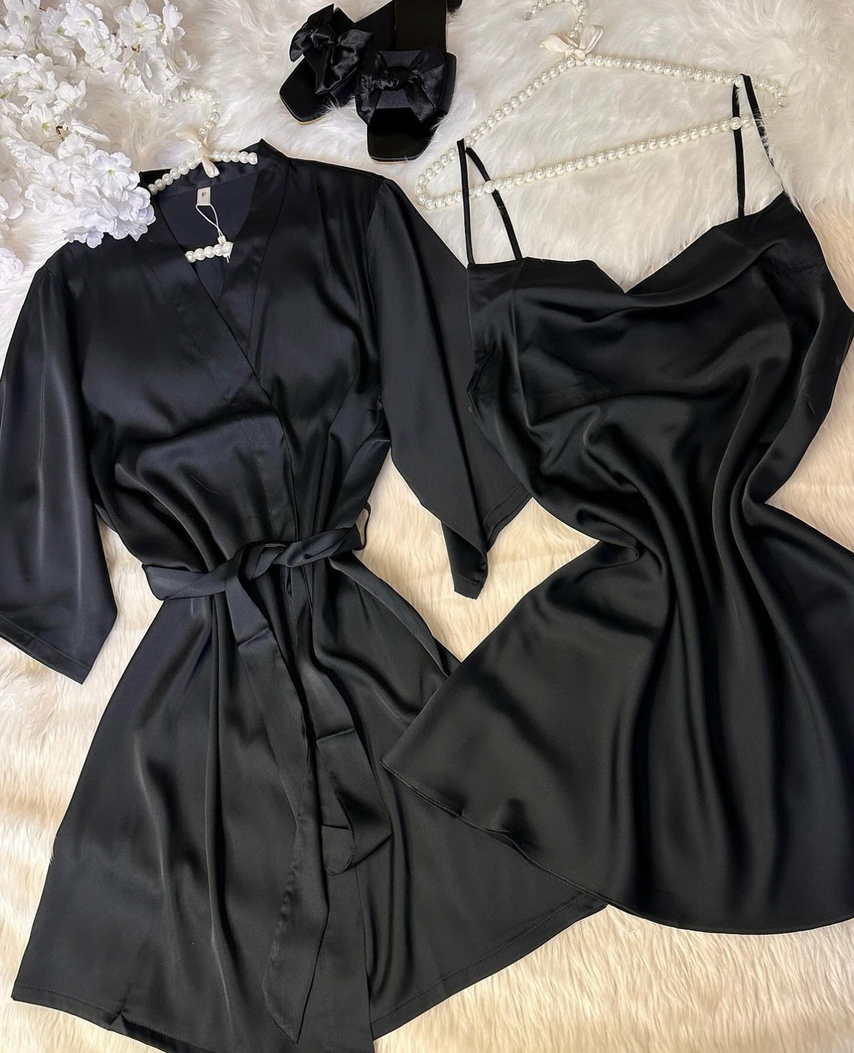 Silk Black long cami & gown