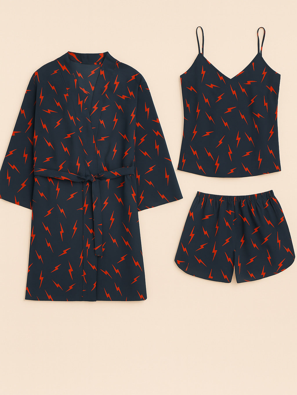 Electric summer linen three pcs Gown Cami shorts