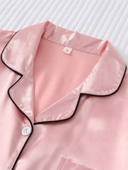 Pink Satin Silk Collar Shirt & Shorts 🩳