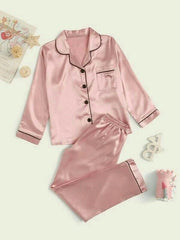 Tea pink Premium Silk pajamas set