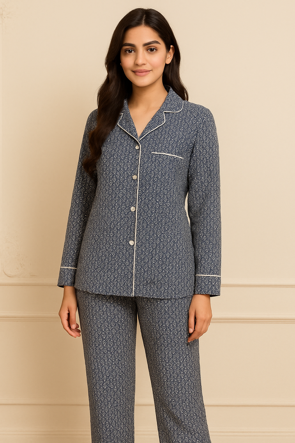 Midnight Blue Swirl Button-Down Pajama Set – Summer Linen