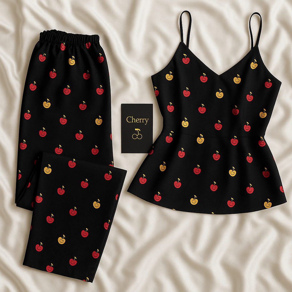 Midnight smiley cami trousers in linen
