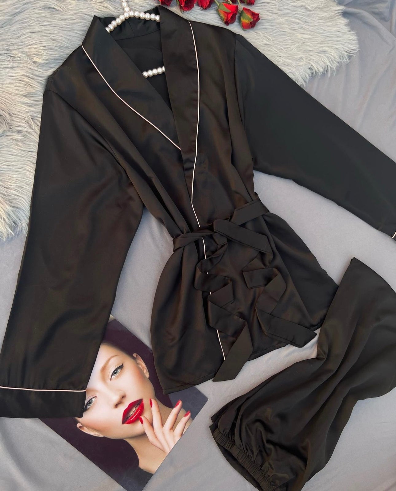 Black silk gown trousers