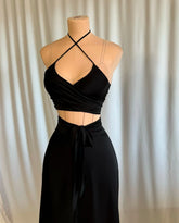 Tie back knot top with tie down bottom