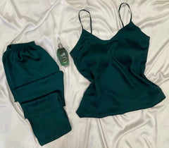 Bottle Green Premium Satin Silk cami trousers