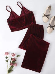 Royal Valvet Maroon Crop top & trouser